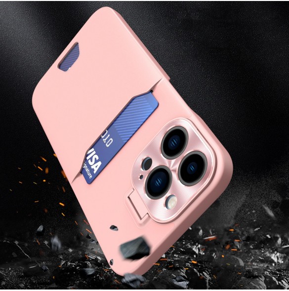 Läderfodral för iPhone 14 Plus kortplånboksfodral med stativ Rosa