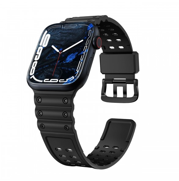 Rem Trippelskydd Apple Watch SE-rem, 9, 8, 7, 6, 5, 4, 3, 2, 1 (41, 40, 38 mm) armband svart