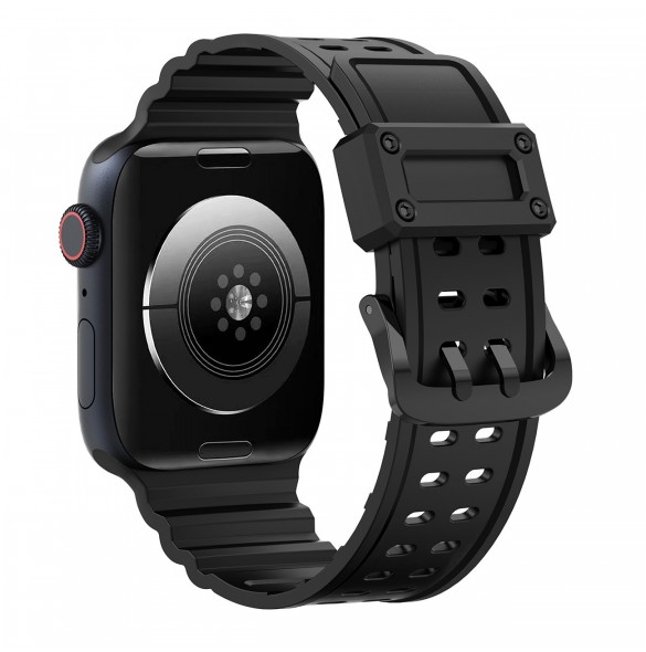 Rem Trippelskydd Apple Watch SE-rem, 9, 8, 7, 6, 5, 4, 3, 2, 1 (41, 40, 38 mm) armband svart