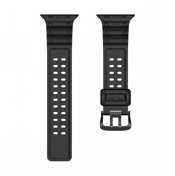 Rem Trippelskydd Apple Watch SE-rem, 9, 8, 7, 6, 5, 4, 3, 2, 1 (41, 40, 38 mm) armband svart