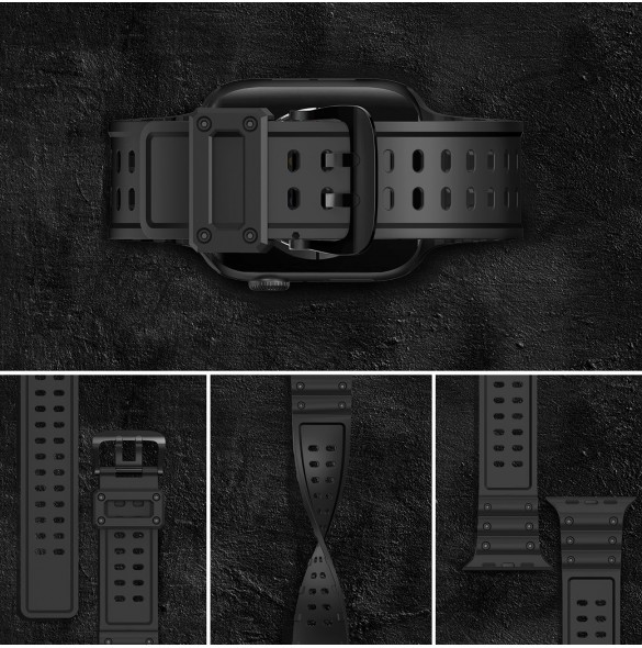 Rem Trippelskydd Apple Watch SE-rem, 9, 8, 7, 6, 5, 4, 3, 2, 1 (41, 40, 38 mm) armband svart