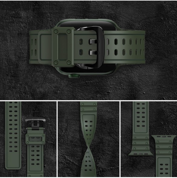 Rem Trippelskydd Apple Watch SE-rem, 9, 8, 7, 6, 5, 4, 3, 2, 1 (41, 40, 38 mm) armband grönt