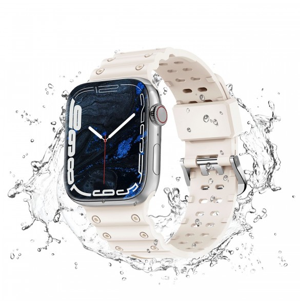 Rem Trippelskydd Apple Watch SE-rem, 9, 8, 7, 6, 5, 4, 3, 2, 1 (41, 40, 38 mm) armband beige