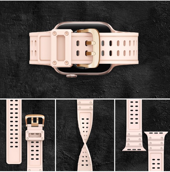 Rem Trippelskydd Apple Watch SE-rem, 9, 8, 7, 6, 5, 4, 3, 2, 1 (41, 40, 38 mm) armband rosa