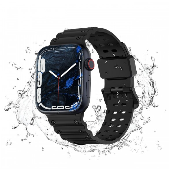 Rem Trippelskydd Apple Watch Ultra, SE, 9 ,8, 7, 6, 5, 4, 3, 2, 1 (49, 45, 44, 42 mm) bandarmband svart