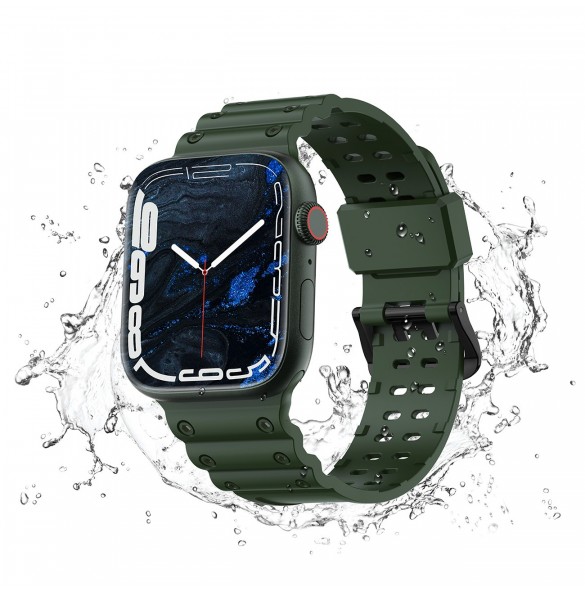 Rem Trippelskydd Apple Watch Ultra, SE, 9, 8, 7, 6, 5, 4, 3, 2, 1 (49, 45, 44, 42 mm) bandarmband grönt