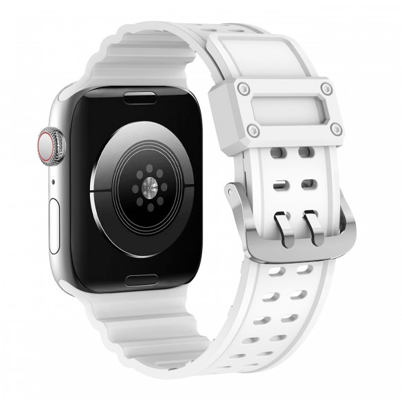 Rem Trippelskydd Apple Watch Ultra, SE, 9, 8, 7, 6, 5, 4, 3, 2, 1 (49, 45, 44, 42 mm) bandarmband vit