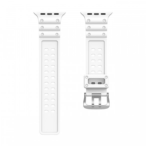 Rem Trippelskydd Apple Watch Ultra, SE, 9, 8, 7, 6, 5, 4, 3, 2, 1 (49, 45, 44, 42 mm) bandarmband vit