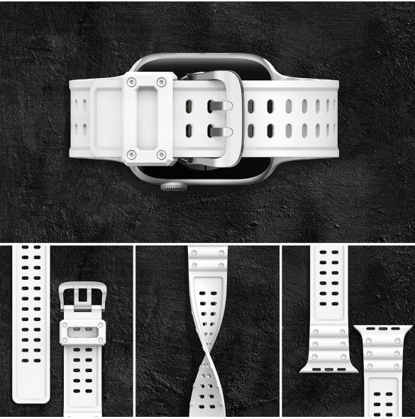 Rem Trippelskydd Apple Watch Ultra, SE, 9, 8, 7, 6, 5, 4, 3, 2, 1 (49, 45, 44, 42 mm) bandarmband vit