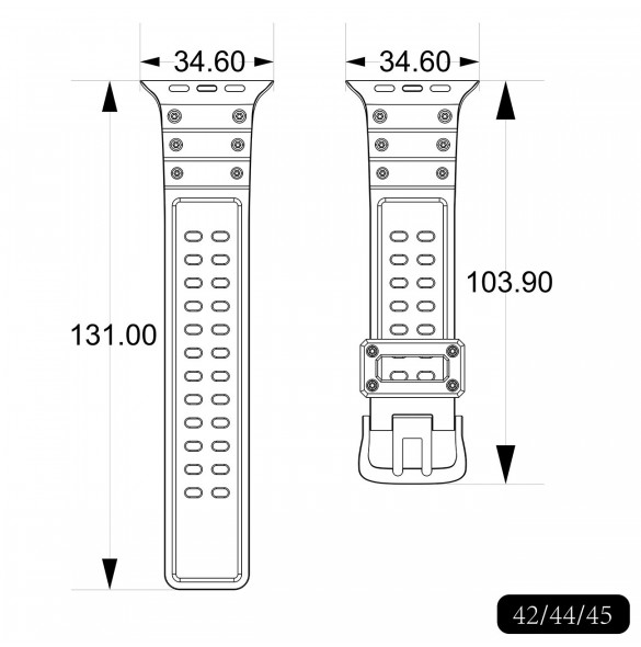 Rem Trippelskydd Apple Watch Ultra, SE, 9, 8, 7, 6, 5, 4, 3, 2, 1 (49, 45, 44, 42 mm) bandarmband vit