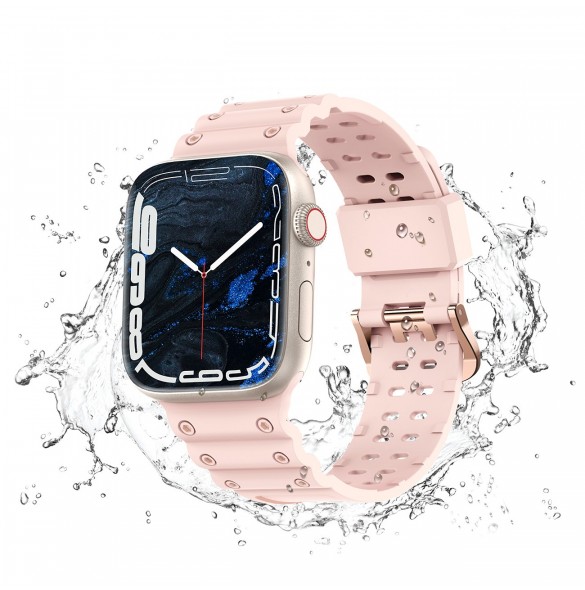 Rem Trippelskydd Apple Watch Ultra, SE, 9, 8, 7, 6, 5, 4, 3, 2, 1 (49, 45, 44, 42 mm) bandarmband rosa