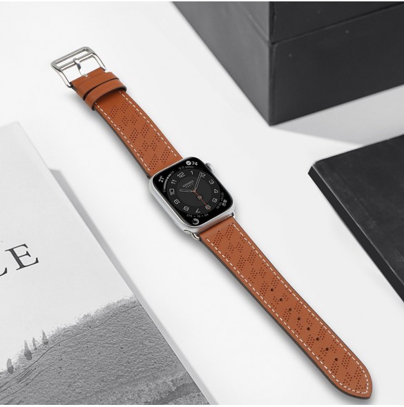 Armband Läderarmband Apple Watch SE, 9, 8, 7, 6, 5, 4, 3, 2, 1 (41, 40, 38 mm) armband brunt