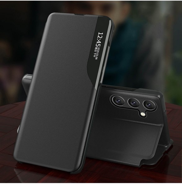 Eco Leather View Case-fodral till Samsung Galaxy A54 5G med ett flipstativ svart