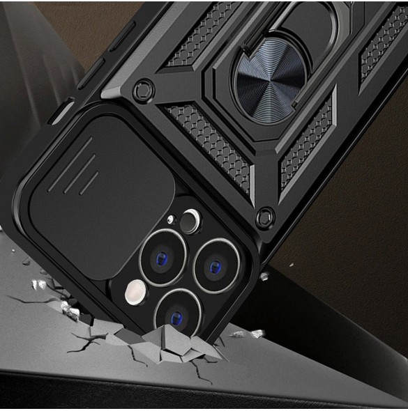 Hybrid Armor Camshield-fodral för Vivo Y16 / Vivo Y02s pansarfodral med kameraskydd svart