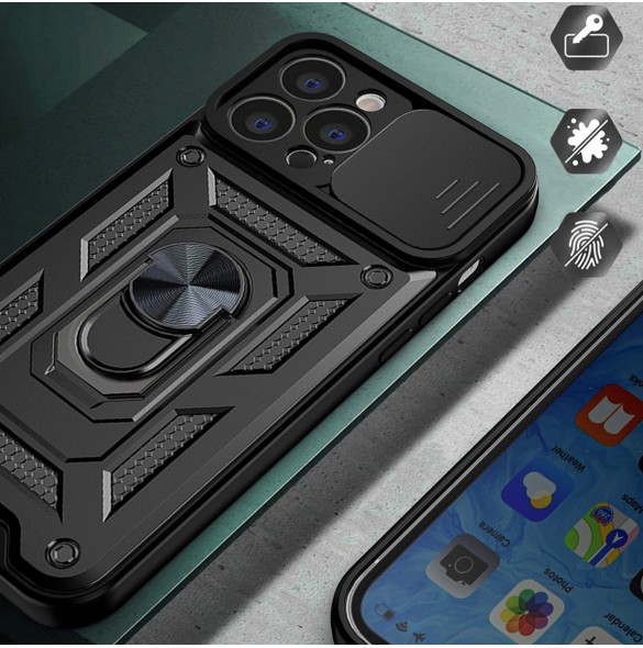 Hybrid Armor Camshield-fodral för Vivo Y16 / Vivo Y02s pansarfodral med kameraskydd svart
