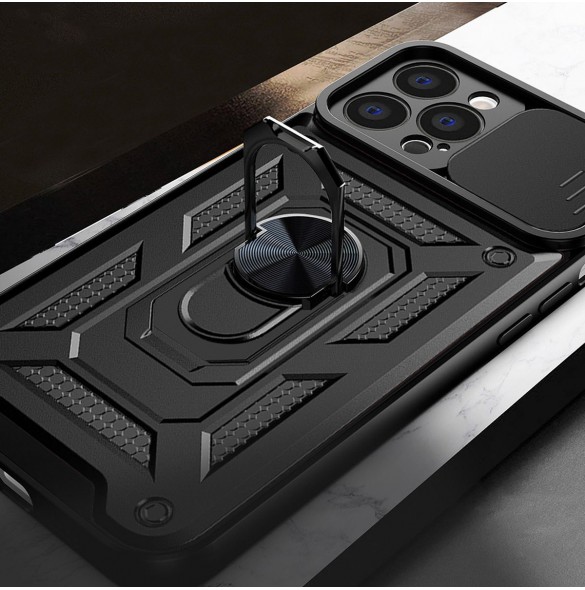 Hybrid Armor Camshield Fodral för Vivo X80 Lite / Vivo V25 Pansarfodral med kameraskydd Svart