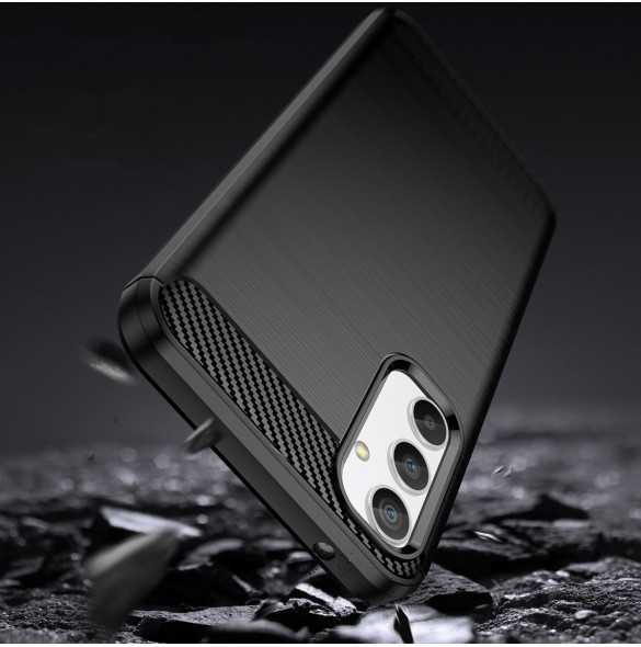 Carbon Case för Samsung Galaxy A34 5G flexibel silikon kolfodral svart