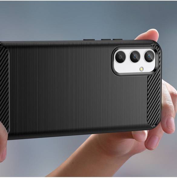 Carbon Case för Samsung Galaxy A04e flexibelt silikon kolfodral svart