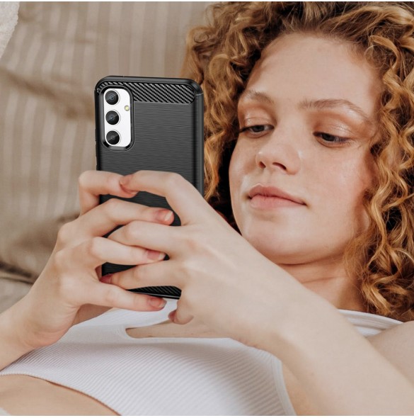Carbon Case för Samsung Galaxy A04e flexibelt silikon kolfodral svart