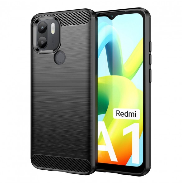 Carbon Case fodral för Xiaomi Redmi A1+ flexibel silikon kolfodral svart