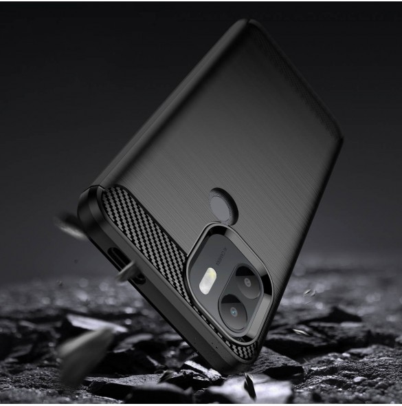Carbon Case fodral för Xiaomi Redmi A1+ flexibel silikon kolfodral svart
