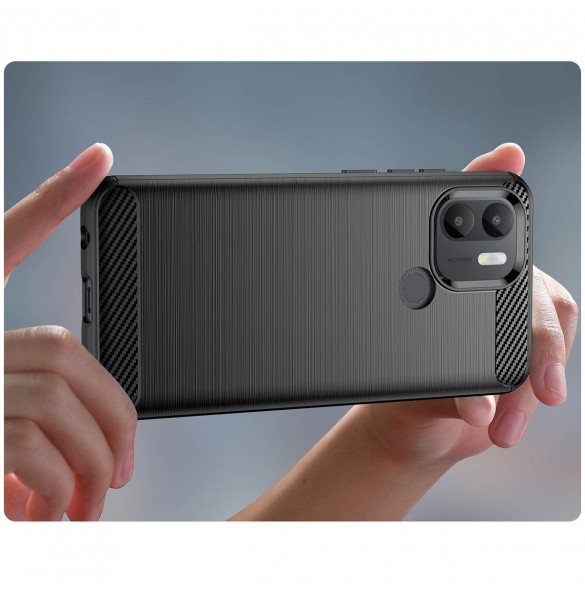 Carbon Case fodral för Xiaomi Redmi A1+ flexibel silikon kolfodral svart