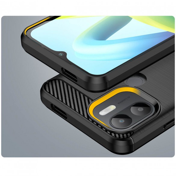 Carbon Case fodral för Xiaomi Redmi A1+ flexibel silikon kolfodral svart