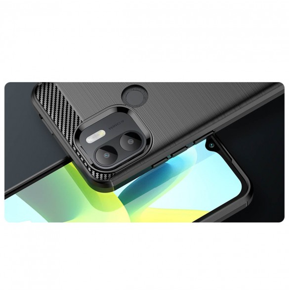 Carbon Case fodral för Xiaomi Redmi A1+ flexibel silikon kolfodral svart