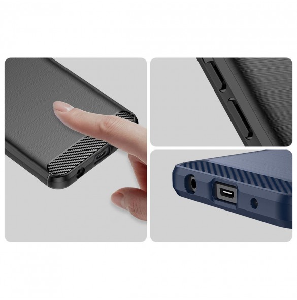 Carbon Case fodral för Xiaomi Redmi A1+ flexibel silikon kolfodral svart