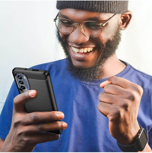 Kolfodral för Motorola Moto G62 5G flexibelt silikon kolfodral svart