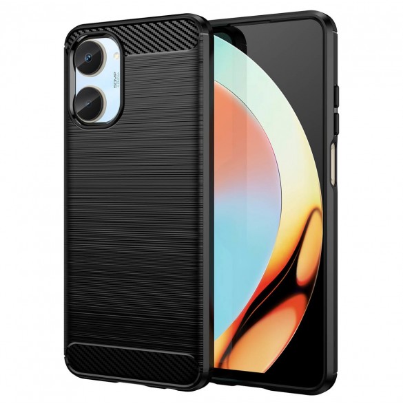 Carbon Case-fodral för Realme 10 flexibel silikon kolfodral svart