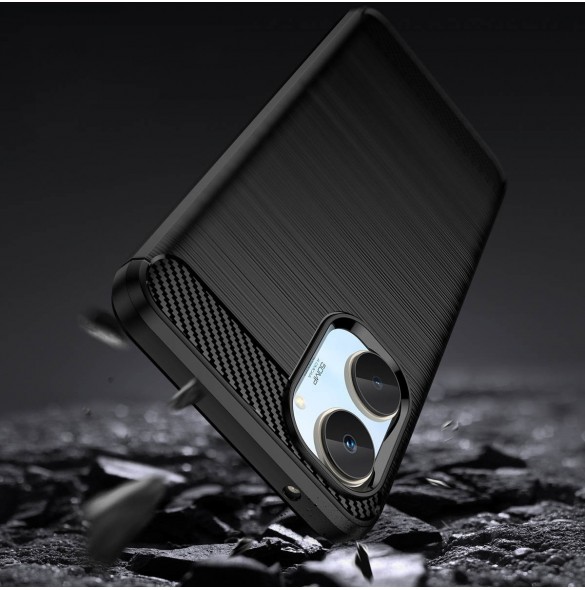 Carbon Case-fodral för Realme 10 flexibel silikon kolfodral svart
