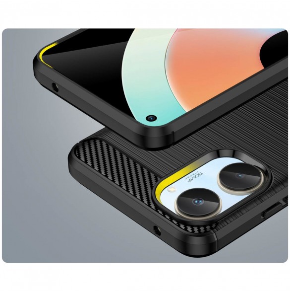 Carbon Case-fodral för Realme 10 flexibel silikon kolfodral svart