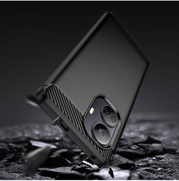 Carbon Case-fodral för Realme 10 Pro+ flexibel silikon kolfodral svart