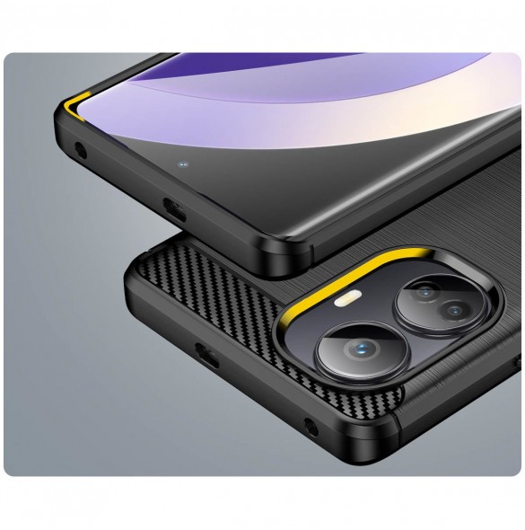 Carbon Case-fodral för Realme 10 Pro+ flexibel silikon kolfodral svart