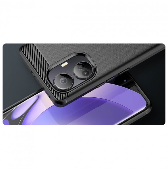 Carbon Case-fodral för Realme 10 Pro+ flexibel silikon kolfodral svart