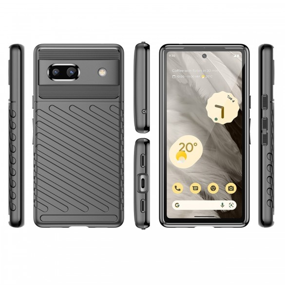Thunder Case fodral för Google Pixel 7a silikon pansarfodral svart