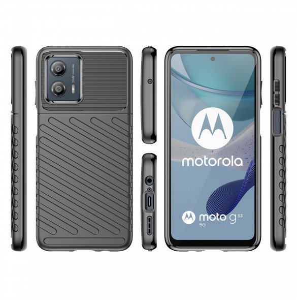 Thunder Case fodral för Motorola Moto G53 silikon pansarfodral svart