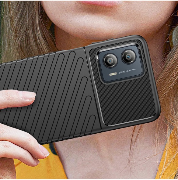 Thunder Case fodral för Motorola Moto G53 silikon pansarfodral svart