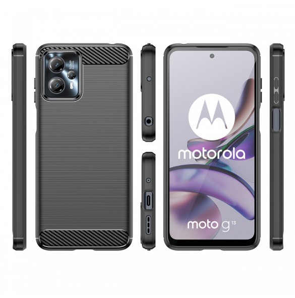 Kolfodral för Motorola Moto G13 flexibelt silikon kolfodral svart
