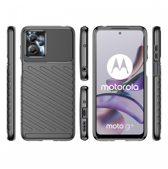 Thunder Case fodral för Motorola Moto G13 silikon pansarfodral svart