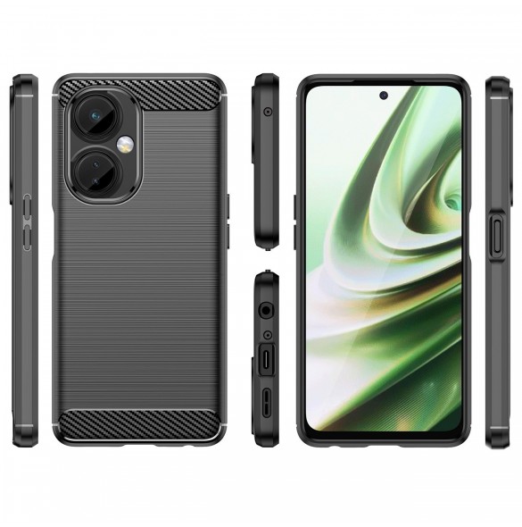 Carbon Case-fodral för OnePlus Nord CE 3 flexibelt silikon kolfodral svart