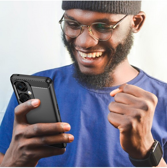 Carbon Case-fodral för OnePlus Nord CE 3 flexibelt silikon kolfodral svart