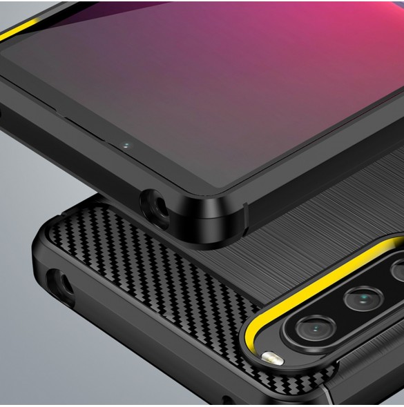 Carbon Case fodral för Sony Xperia 10 V flexibel silikon kolfodral svart