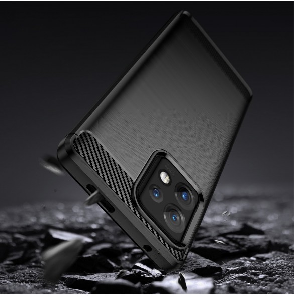 Carbon Case Cover för Motorola Edge+ 2023 / Moto X40 Pro / Moto X40 Flexible Silikon Carbon Cover Black