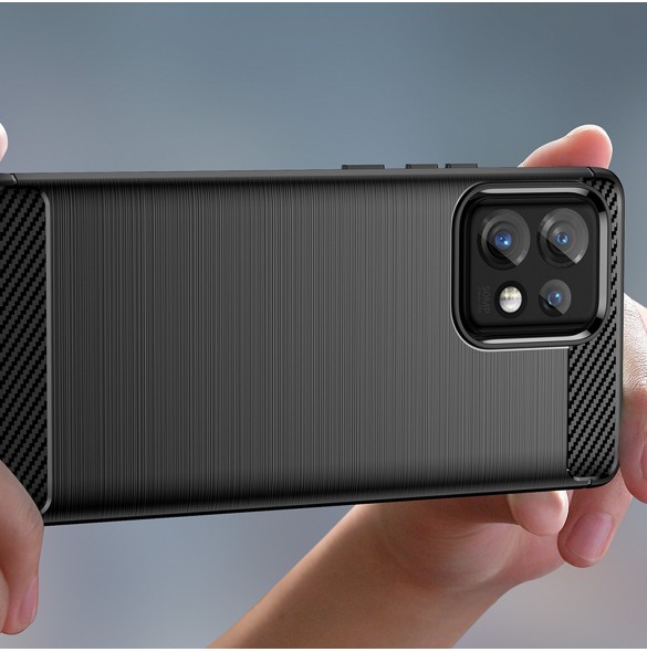 Carbon Case Cover för Motorola Edge+ 2023 / Moto X40 Pro / Moto X40 Flexible Silikon Carbon Cover Black