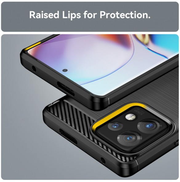 Carbon Case Cover för Motorola Edge+ 2023 / Moto X40 Pro / Moto X40 Flexible Silikon Carbon Cover Black