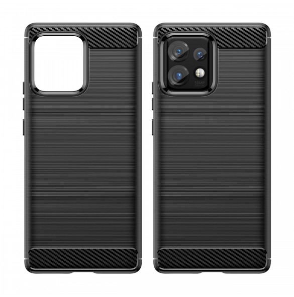 Carbon Case Cover för Motorola Edge+ 2023 / Moto X40 Pro / Moto X40 Flexible Silikon Carbon Cover Black
