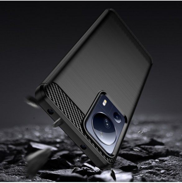 Carbon Case fodral för Xiaomi 13 Lite flexibel silikon kolfodral svart