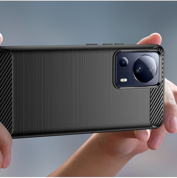 Carbon Case fodral för Xiaomi 13 Lite flexibel silikon kolfodral svart